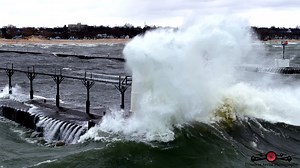 St. Joseph Lighthouse is taking a beating from monster waves and high winds | Timeless Aerial Photography