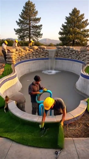 From Dirt Yard to Luxury Waterfall Pool 😱 #shorts