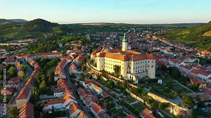 Mikulov Castle in the town of Mikulov in South Moravia, Czech Republic. View of the Beautiful City of Mikulov in the Czech Republic, with the Impressive Mikulov Castle