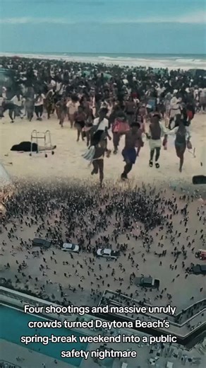 #News | Four shootings and massive unruly crowds turned Daytona Beach’s spring-break weekend into a public safety nightmare, as thousands fled the sand while police from multiple agencies rushed in to restore order. #trending #springbreak #shooting