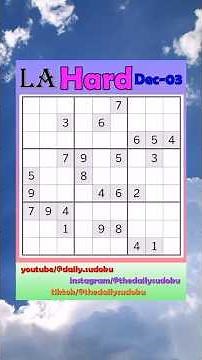 Los Angeles Times Daily #Sudoku 2025-12-03 Hard #puzzle #games #education #braingames