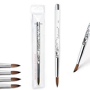 Acrylic Nail Brush for Acrylic Powder ，100% Kolinsky Sable 3D Acrylic Nail Brushes，Professional Nail Art Painting Brush With Special Liquid Glitter Handle for Manicure Pedicure Application (#12)