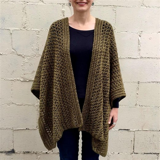 Really-caught-my-eye Ruana Crochet Pattern PDF | Intermediate Womens Wrap Shawl | Knot Yourself Out - Etsy