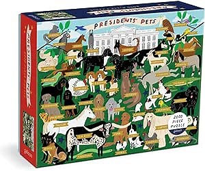 Galison Presidents' Pets 2000 Piece Puzzle from Galison - Difficult Jigsaw Puzzle Featuring Pets That Have Lived in The White House, Thick and Sturdy Pieces, for The Puzzler in Your Life!