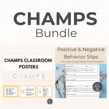 CHAMPS Classroom Management Posters & Behavior Notes Bundle | Pastel Theme