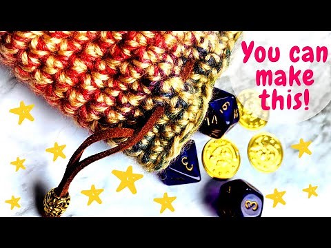 Crochet dice bag! How to crochet a drawstring bag in the round (EASY beginner project)