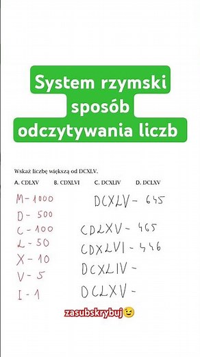 System rzymski sposób zapisywania i odczytywania liczb. W jaki sposób odczytywać liczby rzymskie #dc