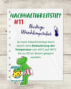 Wie heiß wäschst du deine Wäsche? Die meisten Menschen stellen ein Programm ein, dass mit einer Temperatur von 40° wäscht. Tatsächlich ist das aber in den meisten Fällen gar nicht notwendig. Bei nicht stark verschmutzten Textilien reicht auch ein Waschgang bei 30°. Das spart Energie und CO2. | Frosch
