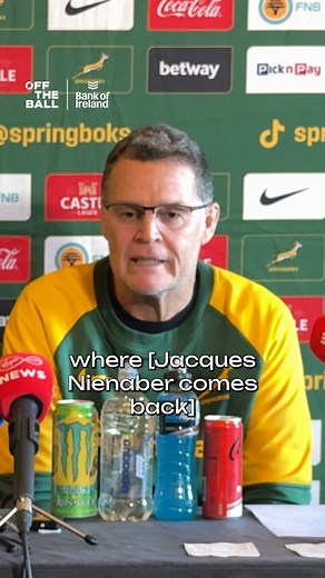 61K views · 452 reactions | ️ 'We will have a look at that!' Springbok head coach Rassie Erasmus says he 'definitely sees a world' in which Jacques Nienaber returns to the South African coaching team ahead of the 2027 World Cup! |  Rugby on Off The Ball with @BankOfIreland | #NeverStopCompeting | Off The Ball | Facebook