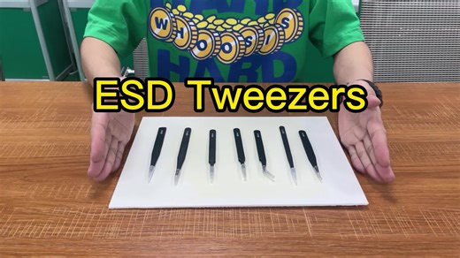 9PCS Black ESD Stainless Steel Tweezers Kit Precision Anti-static Maintenance Tools for Electronics Jewelry Phone Repairing