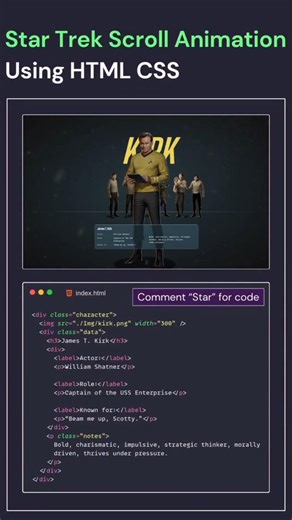Star Trek Animation Scroll using HTML CSS 😱💀 #animation #scroll #glowing #html #css #html5 #css3