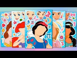 DISNEY PRINCESS STICKER BOOK MAKEOVER | FUN STICKER ACTIVITY WITH SNOW WHITE, ARIEL, RAPUNZEL