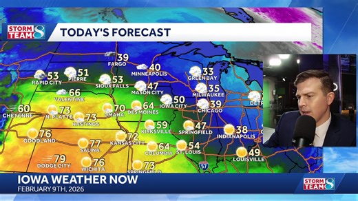 Join us for a live conversation with Storm Team 8 Meteorologist Jon Rivas. We will go over the 8 day forecast and answer any questions. Today is setting up to be a very warm day over parts of the state. Areas that see more clouds will be cooler, but still well above our seasonal averages for Iowa in February. Central and southern Iowa will have the better chances for clearer skies which will lead to highs deeper into the 60s. This is also the areas that are expected to test and exceed the daily 
