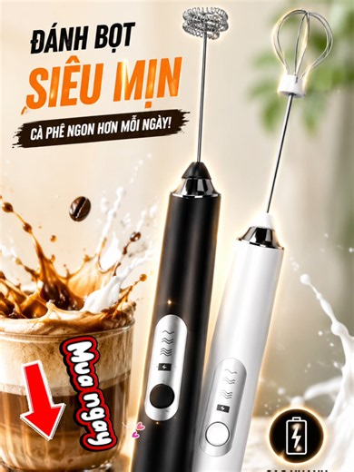 Máy Tạo Bọt Cafe, đánh trứng cầm tay mini đa năng, không dây, 3 chế độ #maydanhbotcaphe #maydanhtrung #maytaobotcafe #xuhuong #cafe