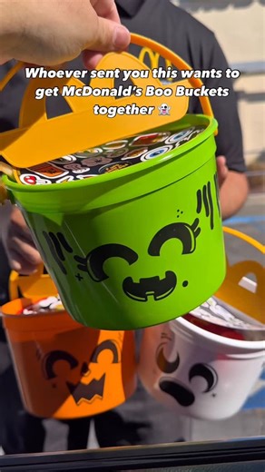 Marroquin McDonald's Organization on Instagram: "Make McDonald’s your Halloween stop tonight! 🎃🍟 Boo Buckets + Treat Packs is the perfect combo for the kiddos! 🔥 The ultimate pre-game before trick-or-treating. 😆 Available until sellout, get yours ASAP! 🚨 Wishing everyone a safe and fun Halloween night! 🎃 #boobuckets #happymeal #halloween #collectibles #mcdonalds #mcdonalds🍟 #foodie #mcmarrofamilyrestaurants #socal #familyowned"