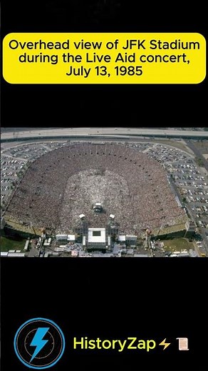 Live Aid 1985: Massive Crowd at JFK Stadium - Aerial View of Historic Concert