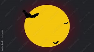 halloween background with bats motion graphic with flying bat and moon movement Stock Video