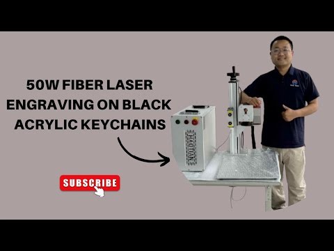 50W Fiber Laser Engraving on Black Acrylic Keychains | High Contrast Marking