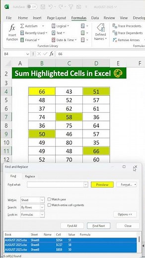 Excel Trick ✨ | Sum Highlighted Cells in Excel 🎨 | Easy Formula & Shortcut #exceltips #excelshorts