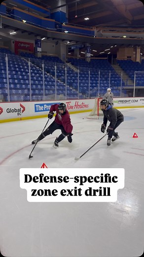 Defense-specific zone exit drill D wheels from the weak-side corner, identifies pressure, skates through traffic, and transitions into a 1v1. Teaching reads, deception & controlled exits under pressure. #puckpros #hockeycoach #skilldevelopment #hockeyiq #defencedevelopment #hockeytraining #hockeydrill #fyp #hockeyplayer #fypage | PuckPros Hockey Centre
