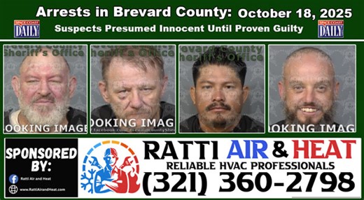 Arrests In Brevard County: October 18, 2025 – Suspects Presumed Innocent Until Proven Guilty - Space Coast Daily