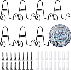 Blulu 8 Pcs Wall Mount Display Stands - Medium Wall Easel Holder, Vertical Stand Holders for Decorative Plates, Arts