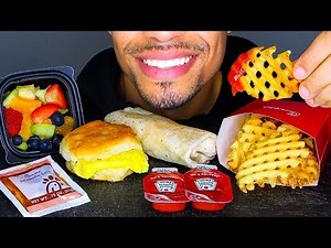 ASMR CHICK FIL A MUKBANG | BREAKFAST *BIG BITES* EATING BURRITO EGG & CHEESE BISCUIT | NO TALKING