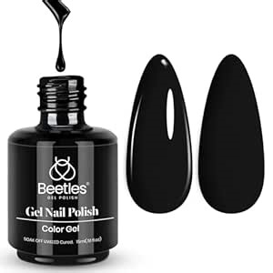 Beetles Black Gel Polish, 1 Pcs 15ml Audrey Black Nail Polish Color Gel Nail Polish Soak Off Art Manicure Salon DIY Uv Lamp Nail Design Decoration at Home