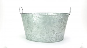 Mind Reader Ice Beverage Bucket for Parties, Wine Bucket, Baby Photos, Galvanized Metal, 19.5"L x 14.25"W x 10.5"H, Silver