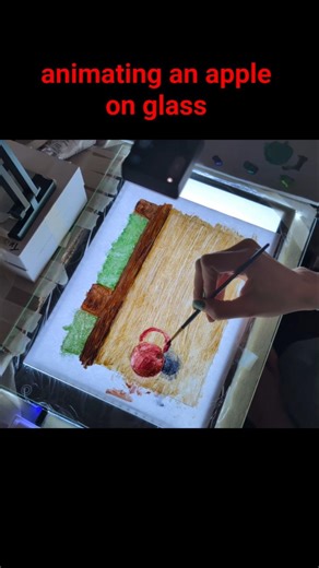 paint on glass animation - apple roll version 🍎 #animated #glasspainting #apple #animationtechnique
