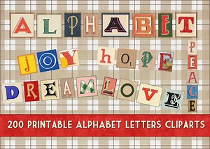 Retro Printable Alphabet Letters, Vintage Alphabet Cliparts,scrapbook Paper Fonts Junk Journal - Etsy