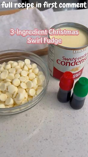3-Ingredient Christmas Swirl Fudge Festive Red & Green Christmas Swirl Fudge Squares Ingredients: 3 cups white chocolate chips 1 can (14 oz) sweetened condensed milk | Easy Recipes