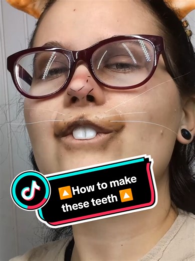 How to make rat teeth or #buckteeth these are for cosplay and makeup and easy to make. #tiktoklearningcampaign #learnontiktok #teethtransformation #cosplaytutorial