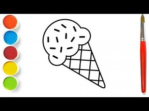 How To Draw Cute Easy Cone Ice Cream Step By Step-Drawing Painting Coloring