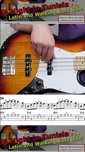 "A Night In Tunisia" 🎺 Latin Bass Line 🎹🎵😎 #jazzbass #bass #dizzygillespie