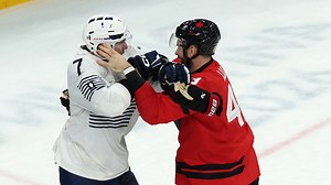 Olympic hockey fight! Canada's Tom Wilson scuffles with Pierre Crinon