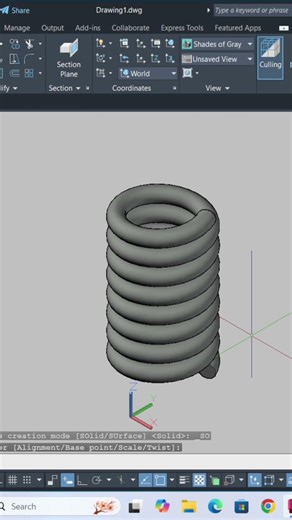 How to Create 3D Spring in AutoCAD | Helix Command Tutorial #Shorts