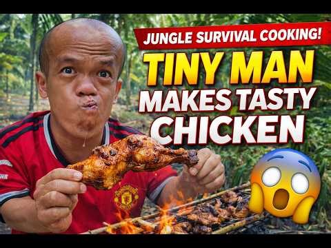 Tiny Survival Chef Cooking Juicy Chicken in the Deep Jungle