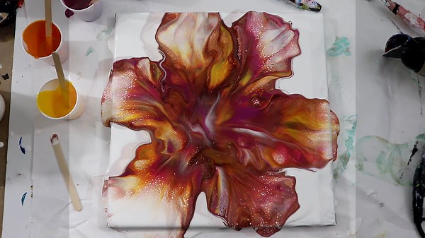 Abstract Flower Dutch Pour! Floral Fluid Art with Acrylic Paint