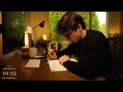 3-HOUR | Study With Me | One break, No music, Deep work