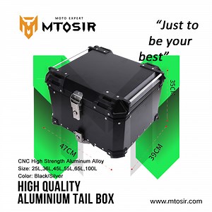 [Hot Item] Universal Aluminium Tail Box Black High Quality 55L Waterproof Rear Box Luggage