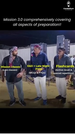 Cerebellum Academy on Instagram: "If your NEET PG / FMGE / INI CET prep feels like “10 resources, 0 revisions”… this is for you. ✅ Mission 3.0 covers it ALL — 📌 Mission Classes (concepts) 📌 E&D + Late Night PYQs (application + PYQ grip) 📌 Flashcards (active recall + spaced repetition) So you’re not just “studying”… you’re revising smart + remembering longer. Because rank comes from repeat + recall, not random reading. 💯 📲 Start now. Stay consistent. Trust the process. #NEETPG #NEETPG2026 #I