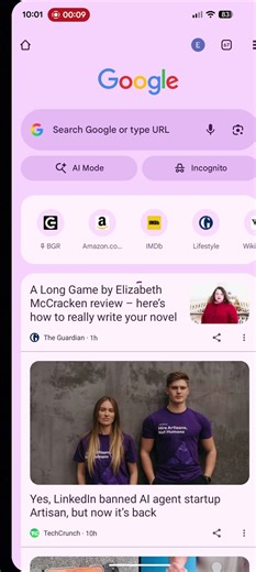 Scrolling between tabs on an Android phone