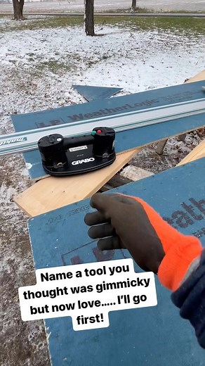 RR Buildings on Instagram: "Seriously love these and I’ll tell you why! When used, it makes carrying and positioning sheathing on a wall much easier. The older I get, the more I can appreciate something like this. I thought it was kind of a silly tool to be used on our job site but I brought it and gave it a try. 100% honestly loved it. @grabo.tools makes some killer niche tools for sure."