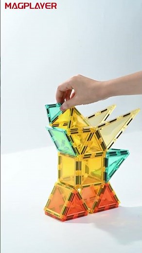 Building a Colorful Parrot with Magplayer Magnetic Tiles 🦜🌈