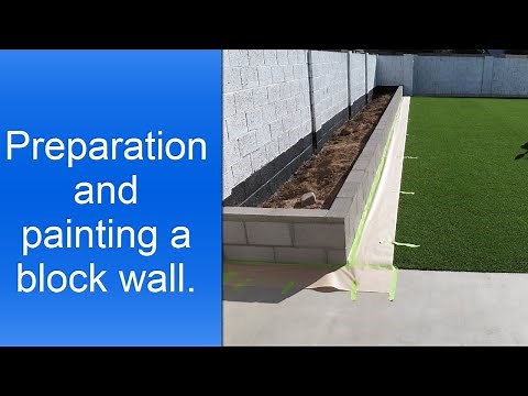 Preparation, priming and painting a cinder block wall.