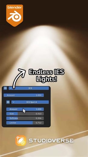 Endless Custom IES Spotlights by moving a Few Sliders in Blender with Studioverse