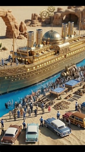 I Built a Massive Golden Ship in a Miniature Desert World | Start to Finish Process