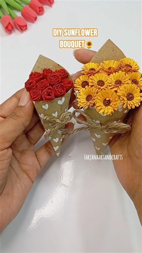 🌻Mini Sunflower bouquet Diy #diy #flowers #shorts #artandcraft #papercraft #paperflower #craft
