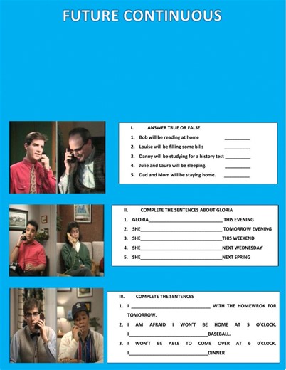 future continuous video worksheet